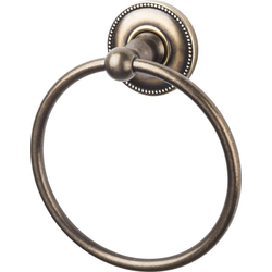 6-1/8 Inch Diameter Edwardian Towel Ring with Beaded Backplate, German Bronze