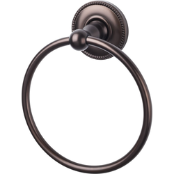 6-1/8 Inch Diameter Edwardian Towel Ring with Beaded Backplate, Oil Rubbed Bronze