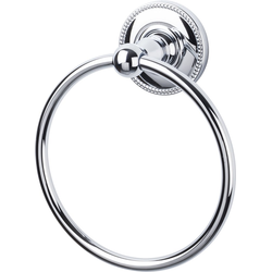 6-1/8 Inch Diameter Edwardian Towel Ring with Beaded Backplate, Polished Chrome