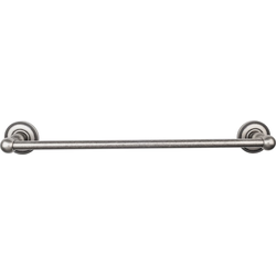 18 Inch Center to Center Edwardian Single Towel Bar with Beaded Backplate, Antique Pewter