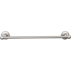 18 Inch Center to Center Edwardian Single Towel Bar with Beaded Backplate, Brushed Satin Nickel
