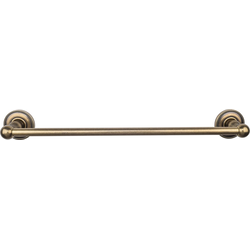 18 Inch Center to Center Edwardian Single Towel Bar with Beaded Backplate, German Bronze