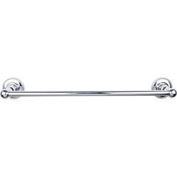 18 Inch Center to Center Edwardian Single Towel Bar with Beaded Backplate, Polished Chrome