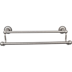 18 Inch Center to Center Edwardian Double Towel Bar with Beaded Backplate, Antique Pewter