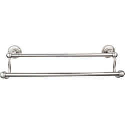 18 Inch Center to Center Edwardian Double Towel Bar with Beaded Backplate, Brushed Satin Nickel