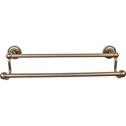 18 Inch Center to Center Edwardian Double Towel Bar with Beaded Backplate, German Bronze