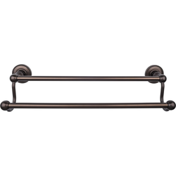 18 Inch Center to Center Edwardian Double Towel Bar with Beaded Backplate, Oil Rubbed Bronze