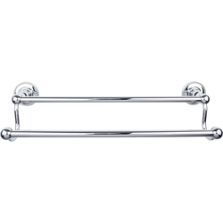 18 Inch Center to Center Edwardian Double Towel Bar with Beaded Backplate, Polished Chrome