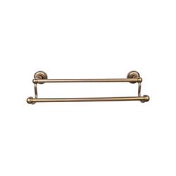 24 Inch Center to Center Edwardian Double Towel Bar with Beaded Backplate, German Bronze