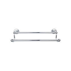 24 Inch Center to Center Edwardian Double Towel Bar with Beaded Backplate, Polished Chrome