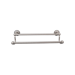30 Inch Center to Center Edwardian Double Towel Bar with Beaded Backplate, Antique Pewter