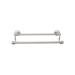 30 Inch Center to Center Edwardian Double Towel Bar with Beaded Backplate, Brushed Satin Nickel