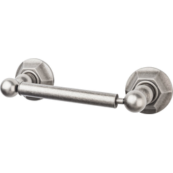 9-3/8 Inch Length Edwardian Toilet Paper Holder with Hex Backplate, Pewter