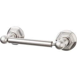 9-3/8 Inch Length Edwardian Toilet Paper Holder with Hex Backplate, Nickel