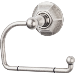 4-3/4 Inch Length Edwardian Toilet Paper Hook with Hex Backplate, Pewter