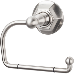 4-3/4 Inch Length Edwardian Toilet Paper Hook with Hex Backplate, Nickel