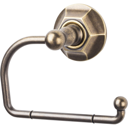 4-3/4 Inch Length Edwardian Toilet Paper Hook with Hex Backplate, Bronze