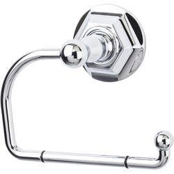 4-3/4 Inch Length Edwardian Toilet Paper Hook with Hex Backplate, Chrome