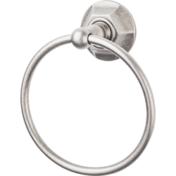 6-1/8 Inch Diameter Edwardian Towel Ring with Hex Backplate, Antique Pewter