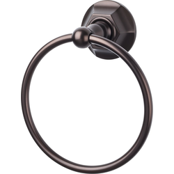 6-1/8 Inch Diameter Edwardian Towel Ring with Hex Backplate, Oil Rubbed Bronze
