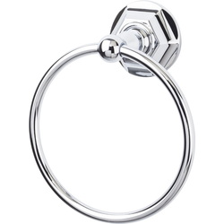 6-1/8 Inch Diameter Edwardian Towel Ring with Hex Backplate, Polished Chrome