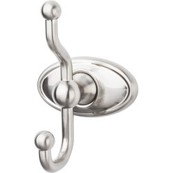 5 Inch Length Edwardian Double Robe Hook with Oval Backplate, Nickel