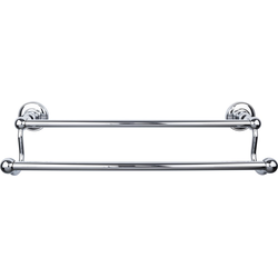 18 Inch Center to Center Edwardian Double Towel Bar with Plain Backplate, Polished Chrome