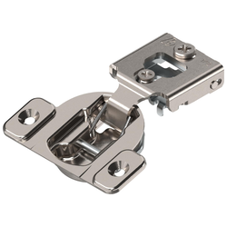 Compact 38N 1/2 Inch Overlay Self-Close Face Frame Hinge/Plate, Screw-On Installation (Dowels Not Included)
