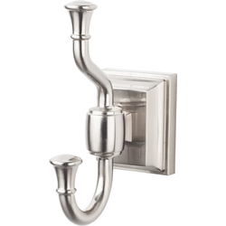 5-1/8 Inch Length Stratton Double Robe Hook, Brushed Satin Nickel