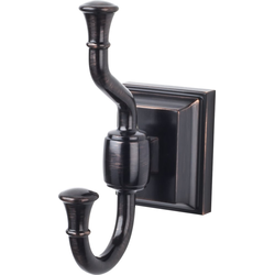 5-1/8 Inch Length Stratton Double Robe Hook, Tuscan Bronze