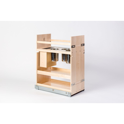 CC Signature Series Base Cabinet Organizer for Minimum Interior Opening 12-Inch Width x 27-Inch Height, Includes (2) 1.25 Qt. Canisters &amp; (1) Knife Block Insert, UV Clear-Coat Finished Maple 