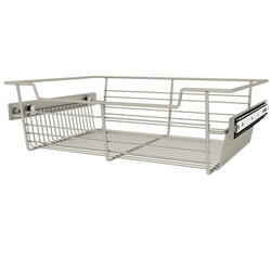 Heavy Duty Closet Wire Pull out Basket for 18 Inch Cabinet Opening Width, Full Extension Side-Mounted Slides Included, 18” W x 14” D x 5” H,Satin Nickel
