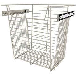 Heavy Duty Closet Wire Pull out Basket for 18 Inch Cabinet Opening Width, Full Extension Side-Mounted Slides Included, 18” W x 13” D x 17” H, Satin Nickel