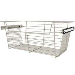 24 Inch Width x 10 Inch Height Closet Basket, Minimum Cabinet Opening Width: 24 Inch, Satin Nickel