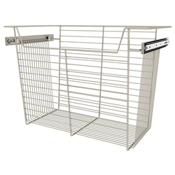 Heavy Duty Closet Wire Pull out Basket for 24 Inch Cabinet Opening Width, Full Extension Side-Mounted Slides Included, 24” W x 13” D x 17” H, Satin Nickel