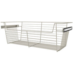 Heavy Duty Closet Wire Pull out Basket for 30 Inch Cabinet Opening Width, Full Extension Side-Mounted Slides Included, 30” W x 13” D x 10” H, Satin Nickel