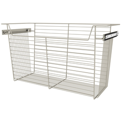 Heavy Duty Closet Wire Pull out Basket for 30 Inch Cabinet Opening Width, Full Extension Side-Mounted Slides Included, 30” W x 13” D x 17” H,Satin Nickel