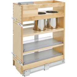 Rev A Shelf Roll-Out Grooming Organizer with Outlet and 2 S/S Canisters, Soft Close, Min. Cabinet Opening 9 Inch Width x 21-1/4 Inch Depth x 25-19/32 Inch Height,, Natural Maple