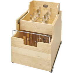 Rev A Shelf Two-Tier Cookware Roll-Out Organizer with Blumotion Soft-Close, Min. Cabinet Opening 15 Inch Width x 22-1/2 Inch Depth x 19 Inch Height , Natural Maple