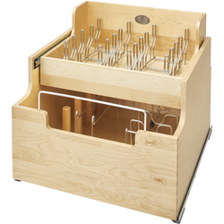 20-1/2 Inch Width Two-Tier Wood Cookware Organizer, Minimum Cabinet Opening Width: 20-1/2 Inch, Natural
