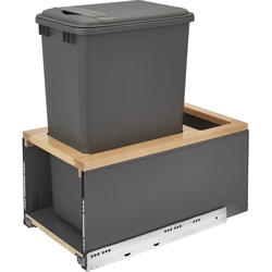 50 Quart Single LEGRABOX Pull-Out Waste Container With Soft Close, Minimum Cabinet Opening Width: 13-1/2 Inch, Gray