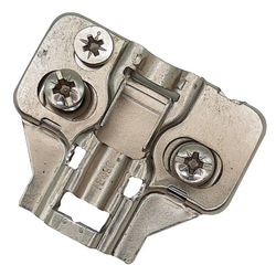 Builders Line Long Arm Hinge Baseplate, 4mm Frameless Cabinet Clip Plate, Euro Screws, Cam Adjustable