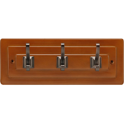 12 Inch Length, 9.6875 Inch Center to Center Wood Hook Rail- Maple Stain with Bronze