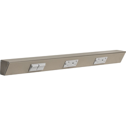 24 Inch Length TRS Angle Power Strip, Switch Left, Satin Nickel with Grey Devices