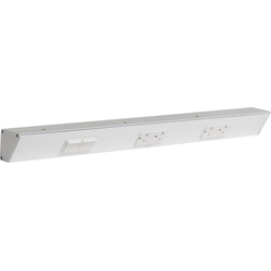 24 Inch Length TRS Angle Power Strip, Switch Left, White with White Devices