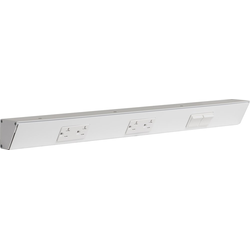 24 Inch Length TRS Angle Power Strip, Switch Right, White with White Devices