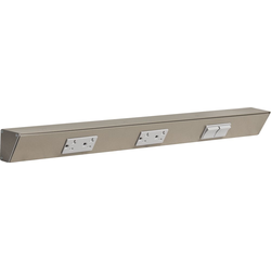24 Inch Length TRS Angle Power Strip, Switch Right, Satin Nickel with Grey Devices