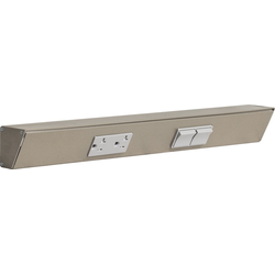 18 Inch Length TRS Angle Power Strip, Switch Right, Satin Nickel with Grey Devices