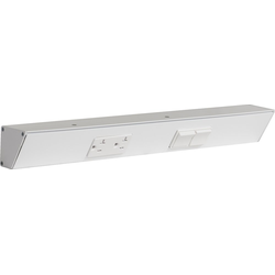 18 Inch Length TRS Angle Power Strip, Switch Right, White with White Devices