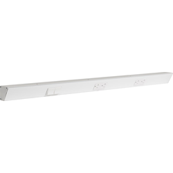 36 Inch Length TRS Angle Power Strip, Switch Left, White with White Devices